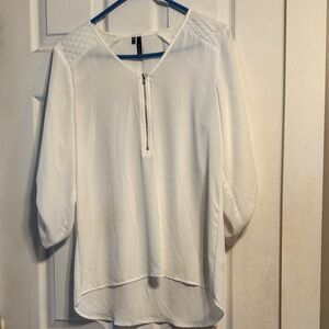 Maurices White Women's Blouse with Zipper Detail